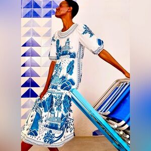 Farm Rio Ancient Garden midi dress, sz M